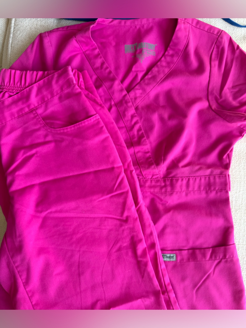 Grey's Anatomy Hot Pink Scrub Top and Pants Set